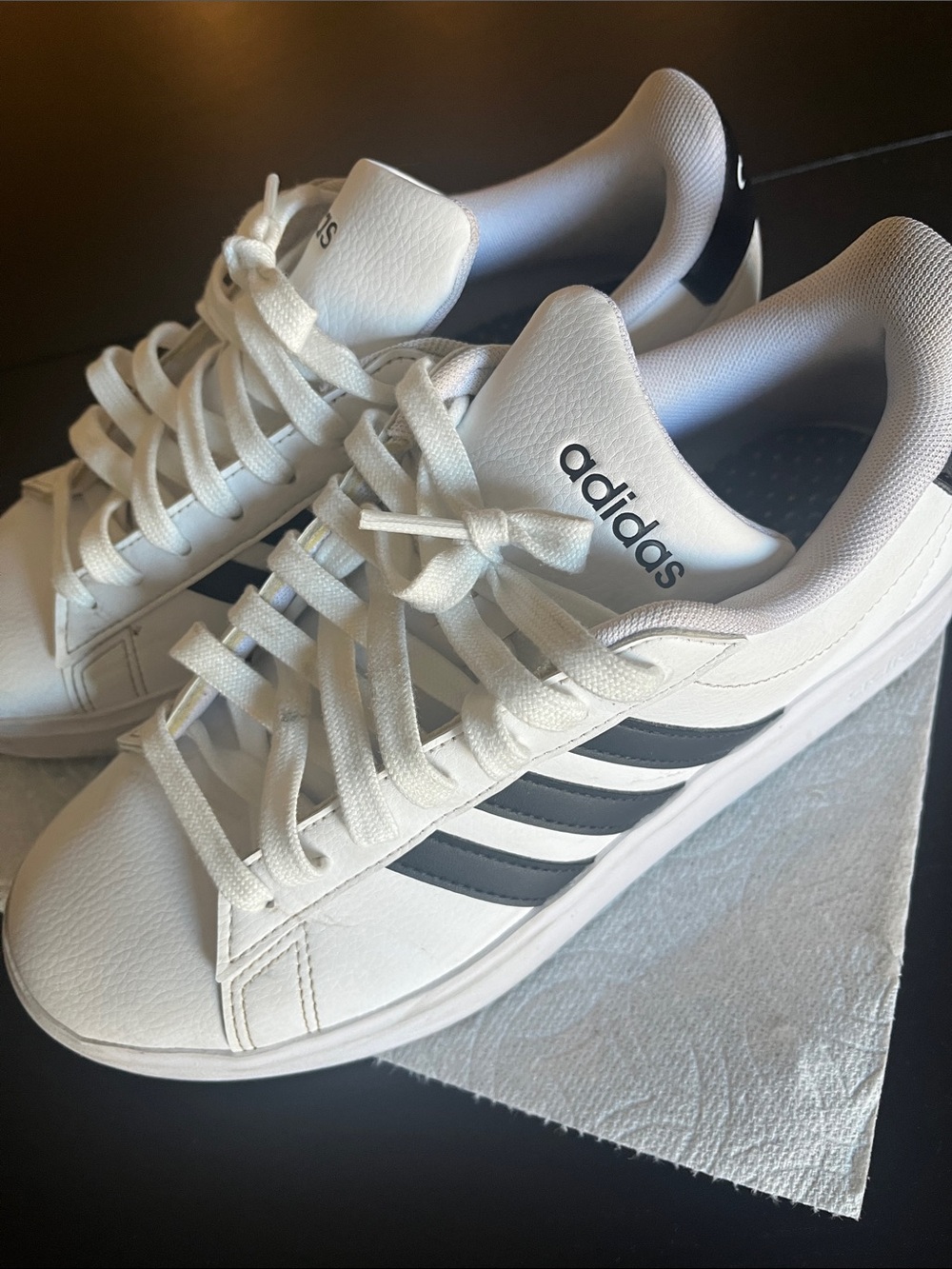 adidas White Sneakers with Black Stripes Low-Top - Picture 5 of 5